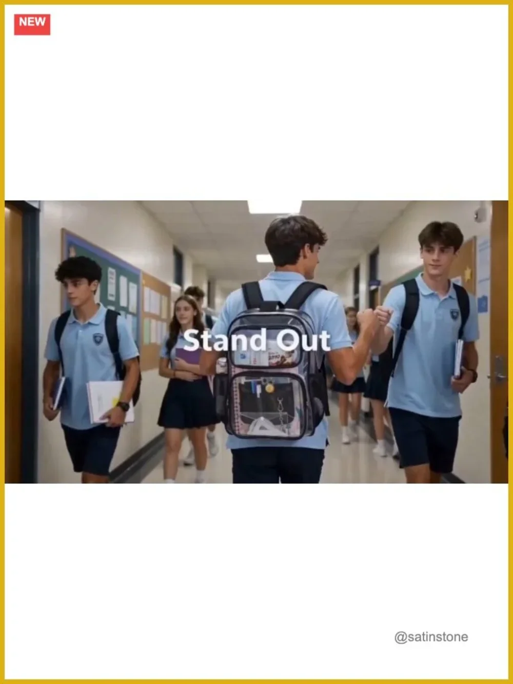 Clear Backpack for School - 17 inch Large Heavy Duty Bookbag, Reinforced PVC
